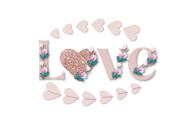 Vector floral valentines day background with glitter