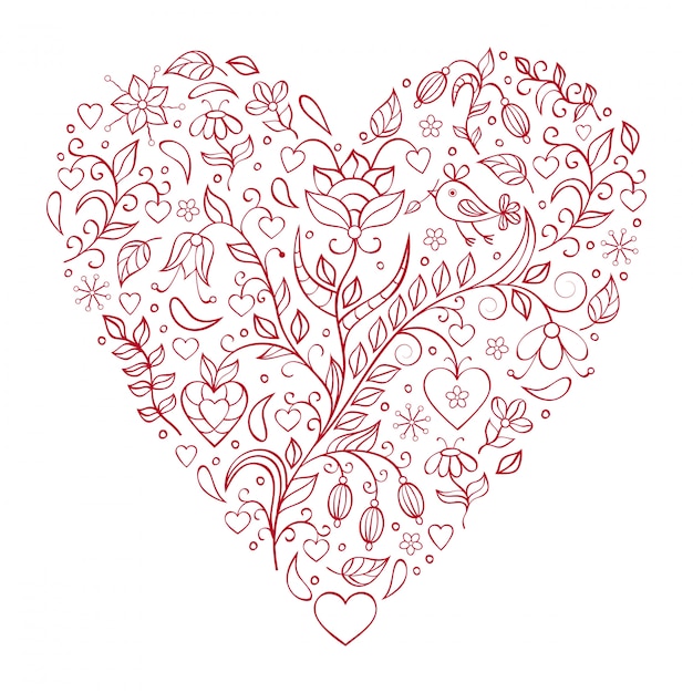 Floral valentines heart