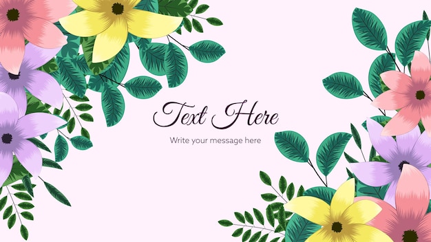 Floral vector border background with mulitcolor stylized doodle flowers place for your text