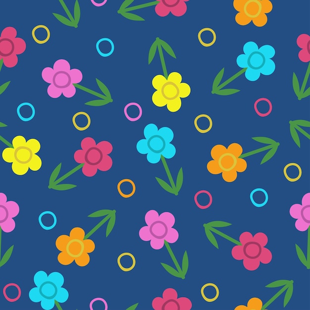 Floral vector bright flowers pattern