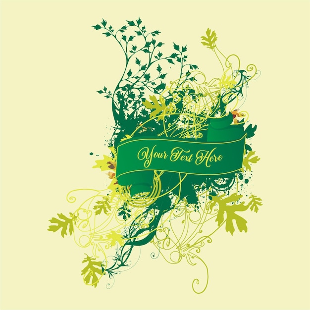 Floral vector design text frame