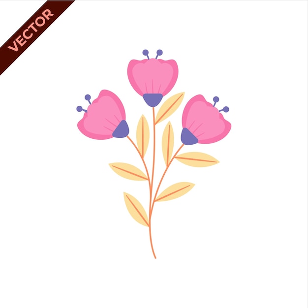 Floral vector illustration Colorful flat vector illustration with floral theme