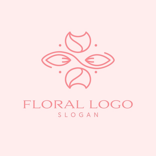 Vettore disegno del logo vettoriale floreale emblema di fiori e foglie di tulipano modello di logo cosmetico