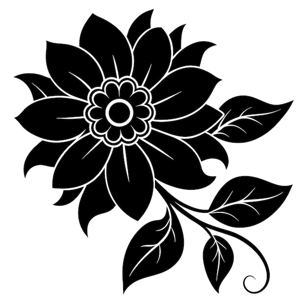 Vector floral vector ornament black color silhouette white background 182