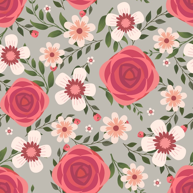 Vector floral vectorillustraties voor kleding en mode stoffen, red rose bloemen krans klimop stijl met tak en bladeren. naadloze patronen achtergrond.