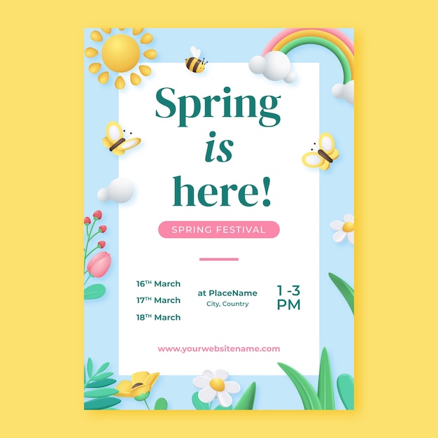 floral vertical poster template for spring celebration