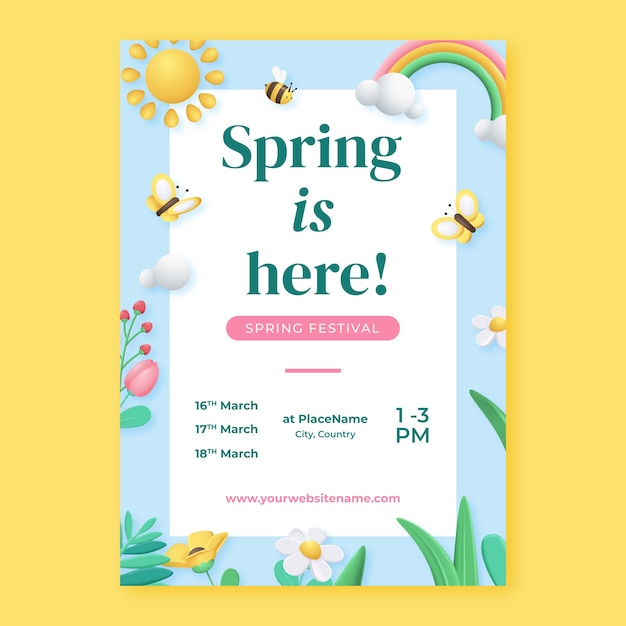 Floral vertical poster template for spring celebration