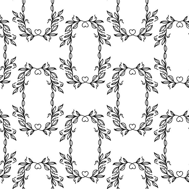 Vector floral vine greenery hand drawn seamless pattern with small heart perfect for background textile or