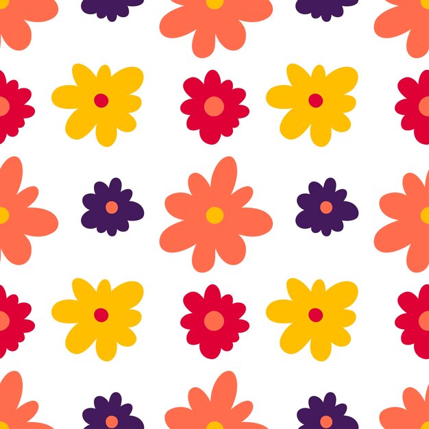 Floral vintage seamless pattern. Summer vector background Hippie flower retro print Groovy wallpaper