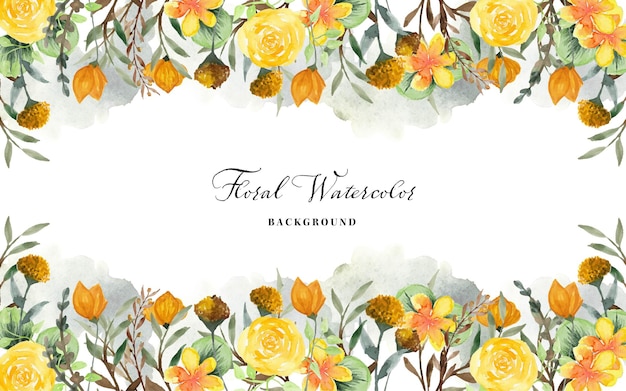 Floral watercolor Background With Yellow Wild Flowers