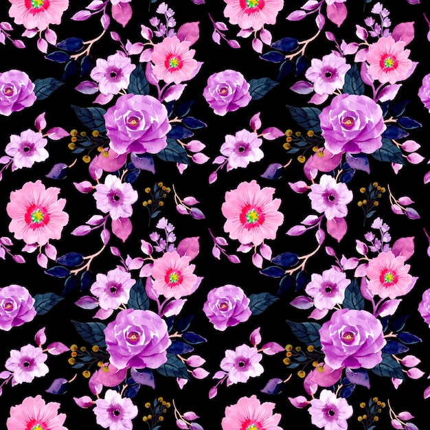 Vector floral watercolor blossom seamless pattern