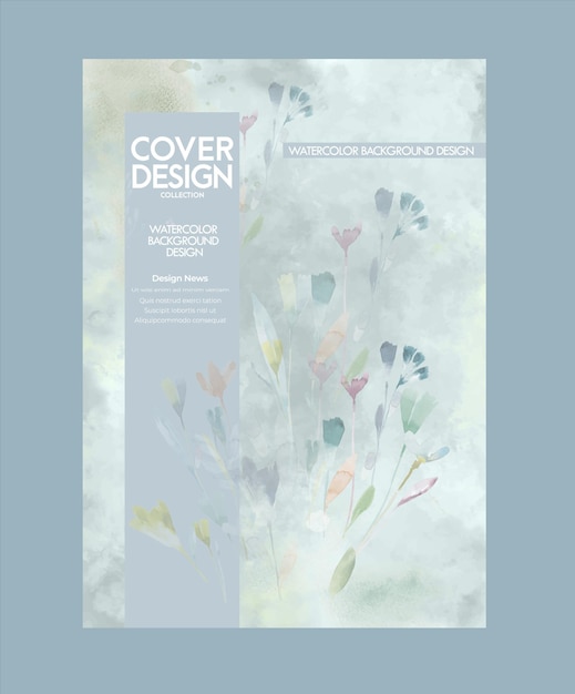花の水彩ブック カバー デザイン