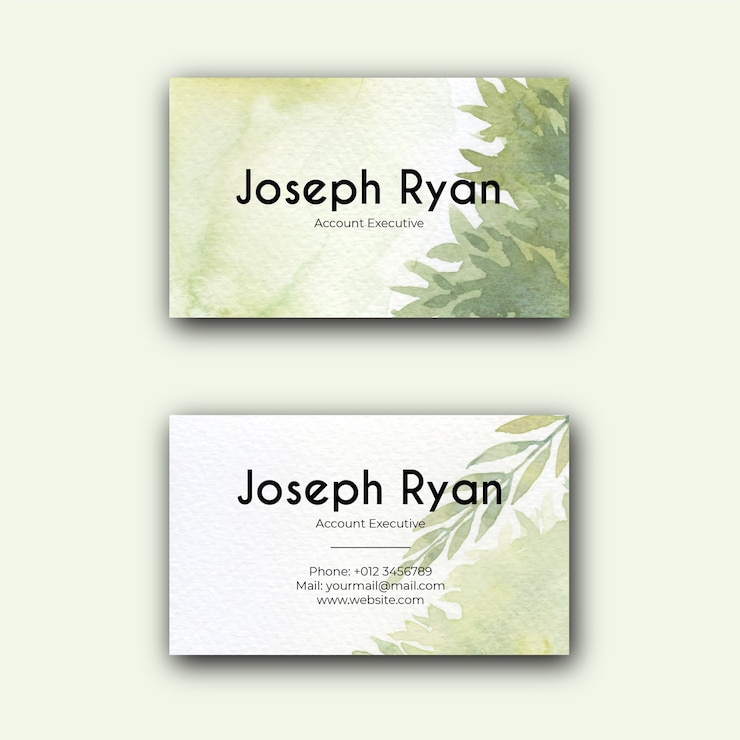 Vector floral watercolor business card template