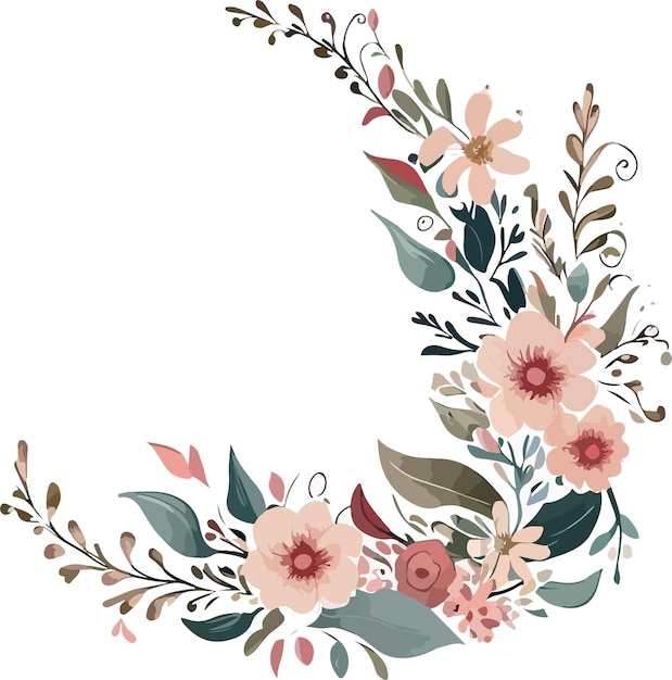 Floral Watercolor Corner Frame Illustration