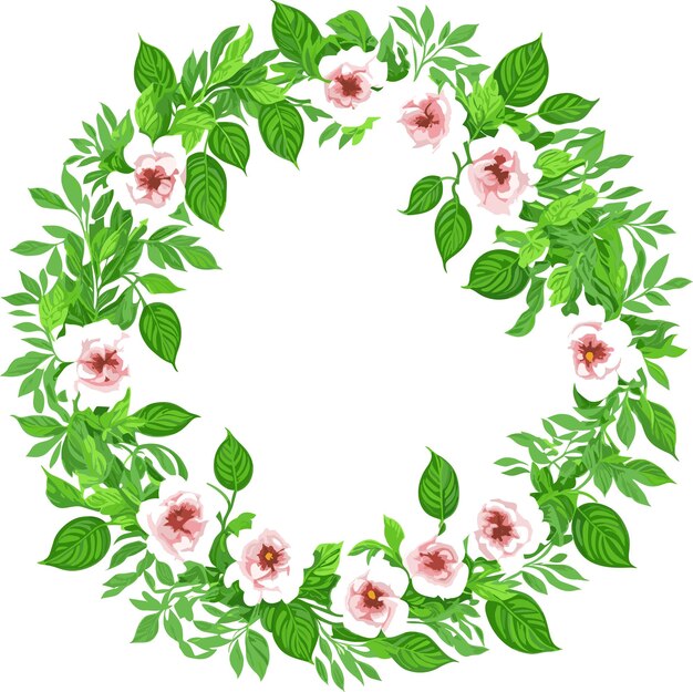 Floral watercolor design of flower wreath vector