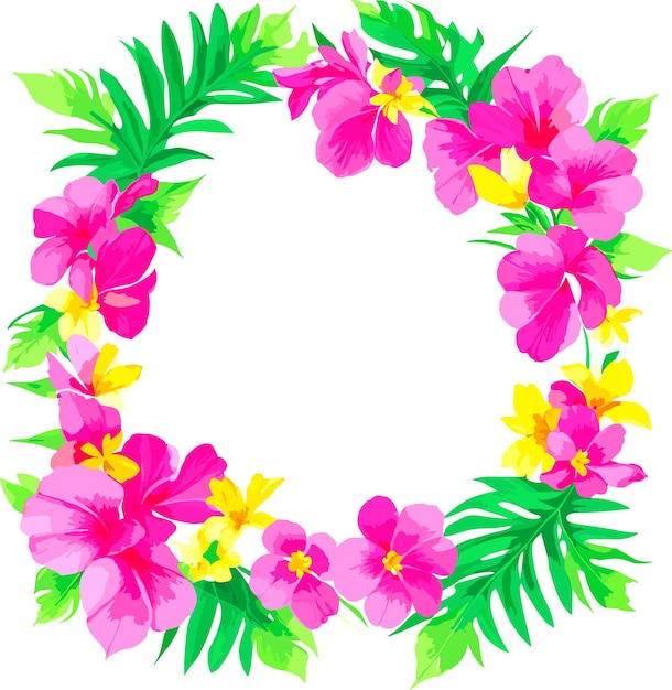 Floral watercolor design of flower wreath vector