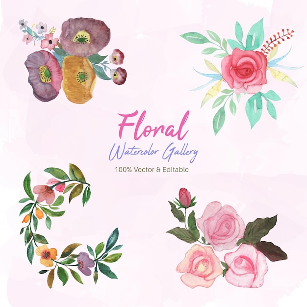 floral watercolor design premium unique simple Han drawn art vector