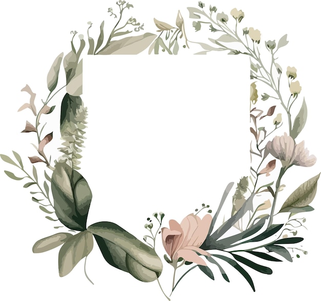 Vector floral watercolor frame illustration