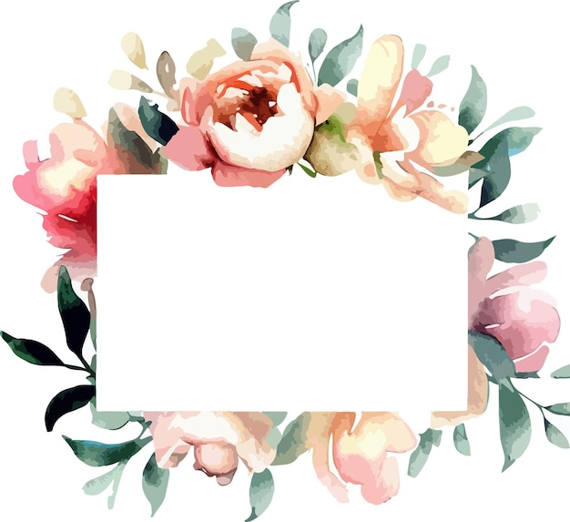 Floral Watercolor Frame Illustration