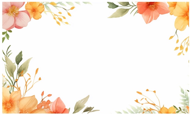 Floral watercolor frame template