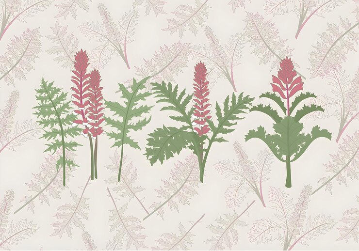 Vector floral watercolor illustration with pink flowers and green leaves
