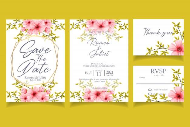 Floral watercolor invitation wedding party card template