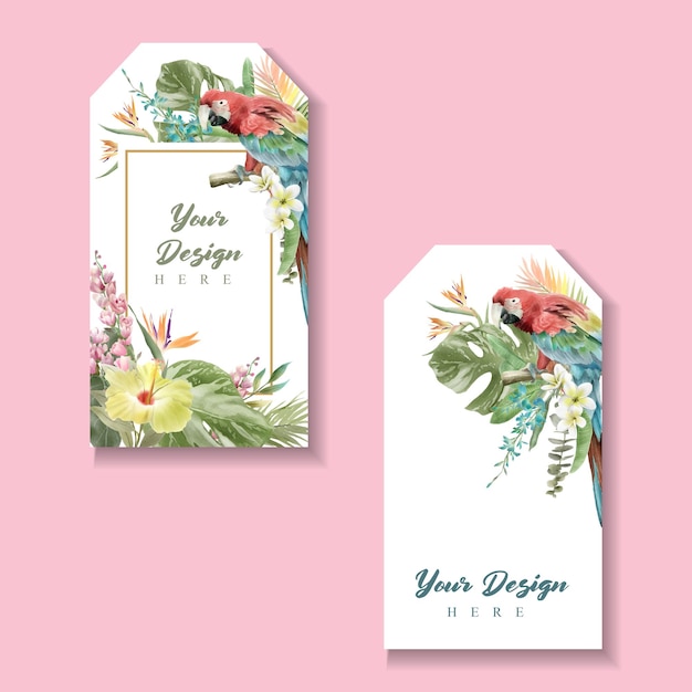 floral watercolor label collection set