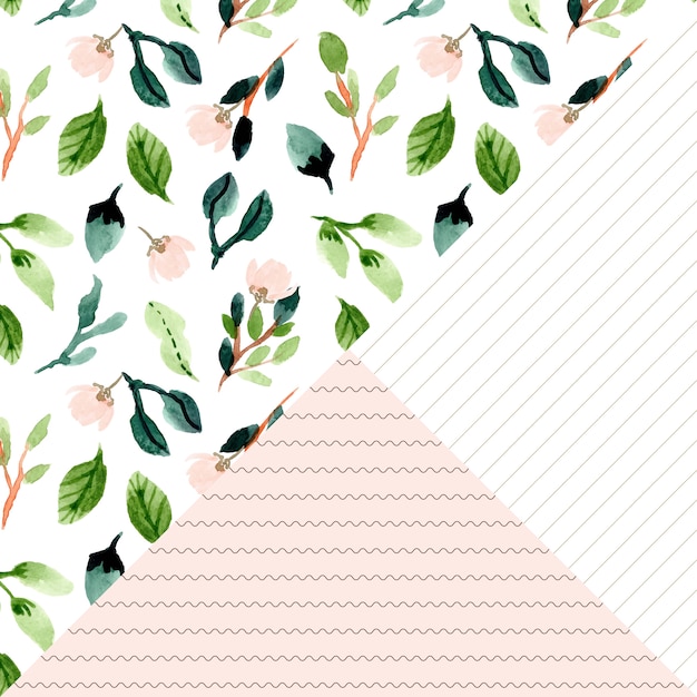 Vector floral watercolor and line seamless pattern