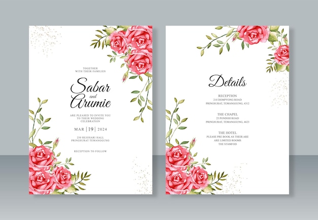 Floral watercolor painting for beautiful wedding invitation template