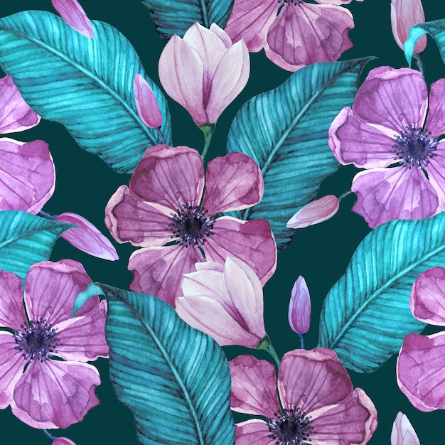 Floral watercolor pattern seamless