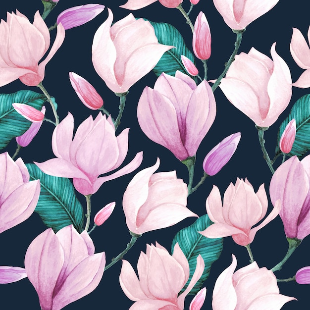 Vector floral watercolor pattern seamless