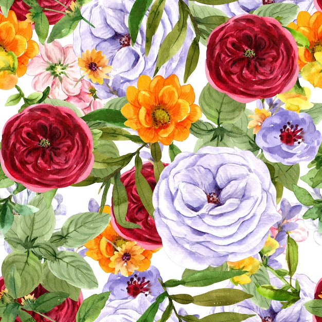 Vector floral watercolor pattern