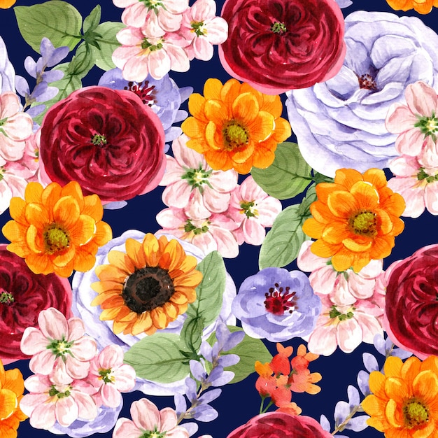 Vector floral watercolor pattern