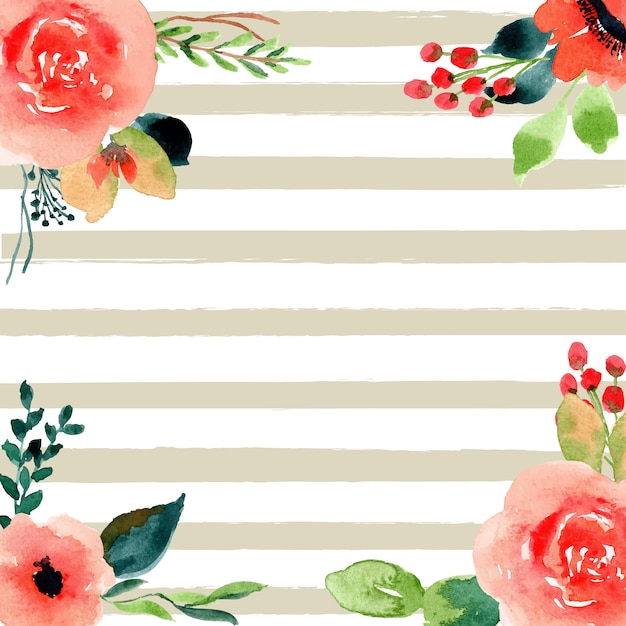 floral watercolor and stripes background