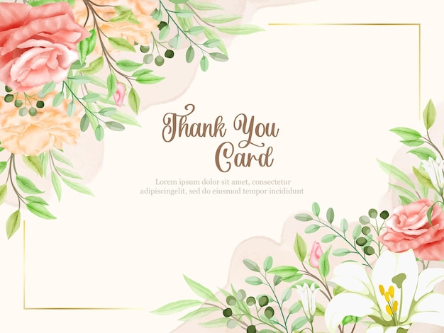 Шаблон цветочной акварельной благодарственной открытки