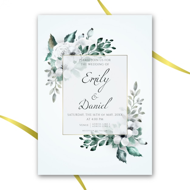 ベクトル 花の水彩の結婚式の招待状