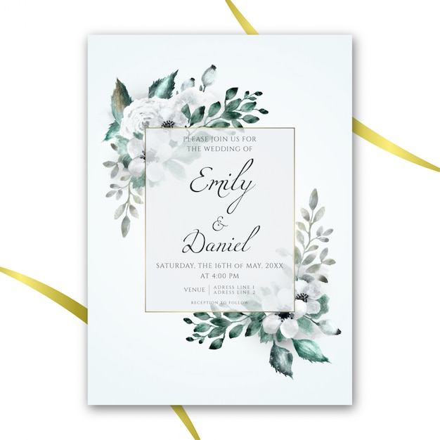 Floral watercolor wedding invitation 