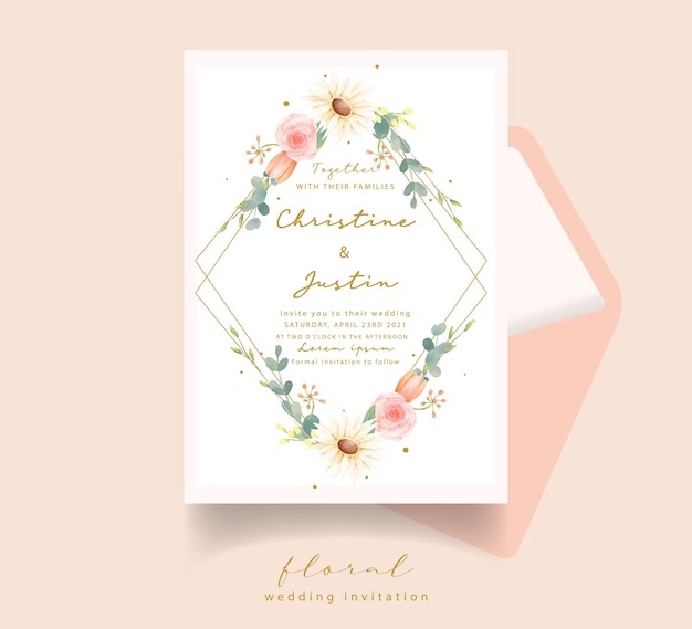 Floral watercolor wedding invitation