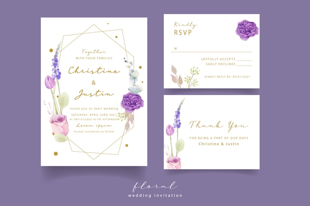 Floral watercolor wedding invitation