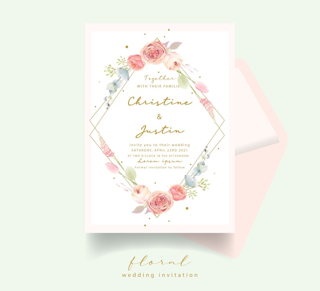 Floral watercolor wedding invitation