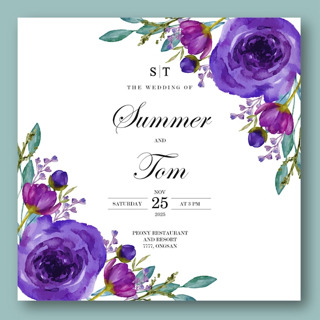 floral watercolor wedding invitation