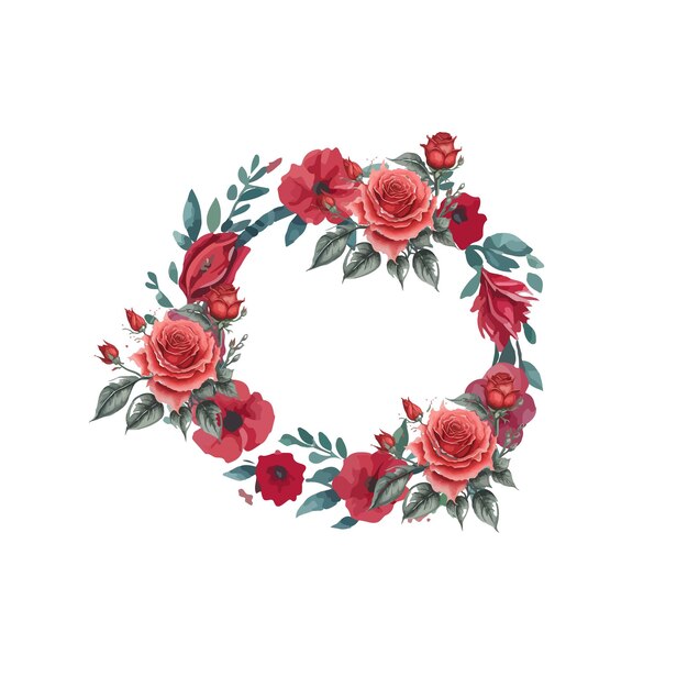 Vector floral watercolor wreath with circles