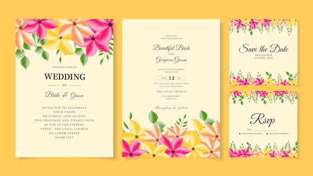 Floral wedding card flower blossom. romantic botanical invitation.