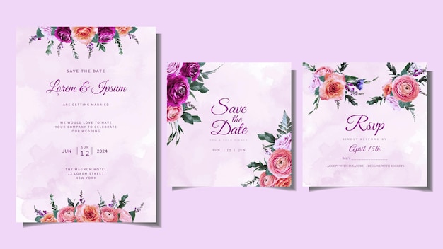 floral Wedding card Flower blossom Romantic botanical invitation