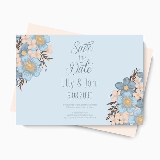 Floral wedding card invitation.