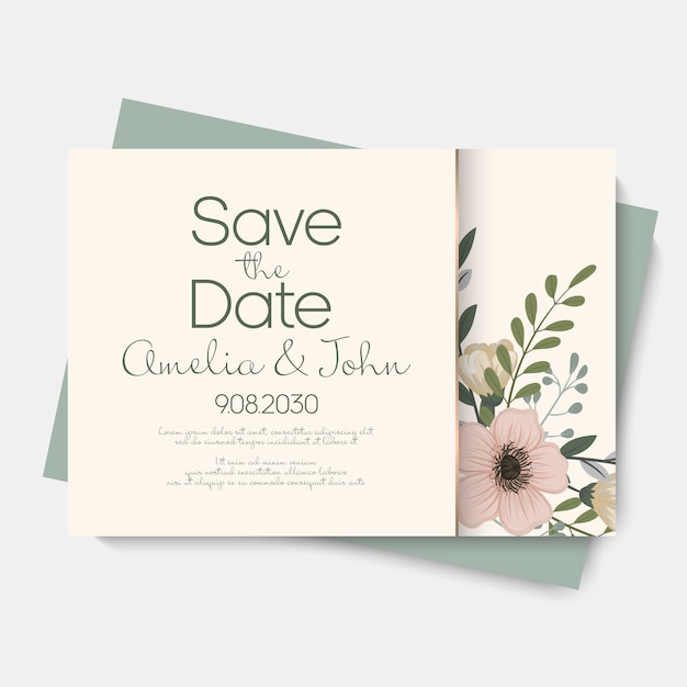 Floral wedding card invitation.