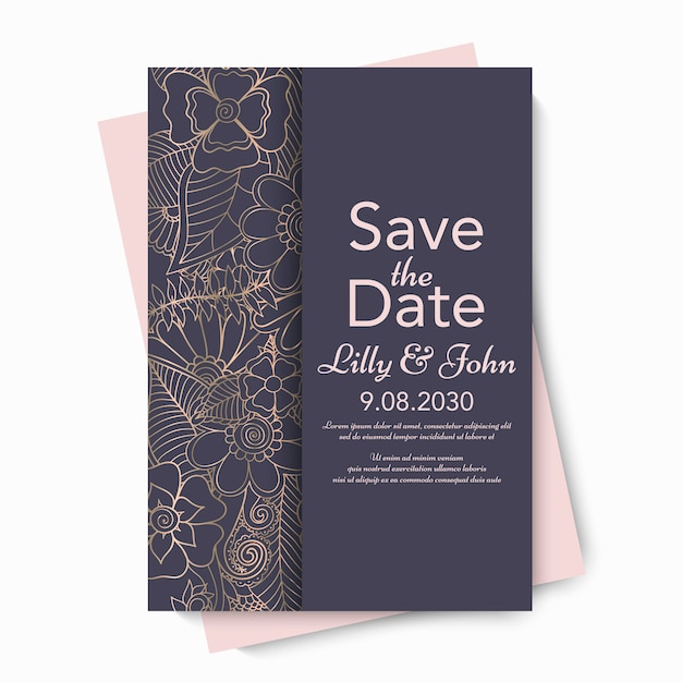 Floral wedding card invitation.