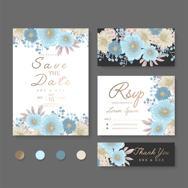 Floral wedding card set