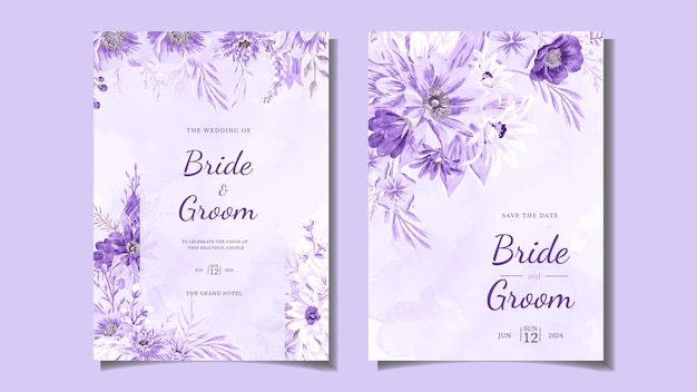 Floral wedding card template flowers botanic invite save the date rsvp