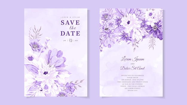 Vector floral wedding card template flowers botanic invite save the date rsvp